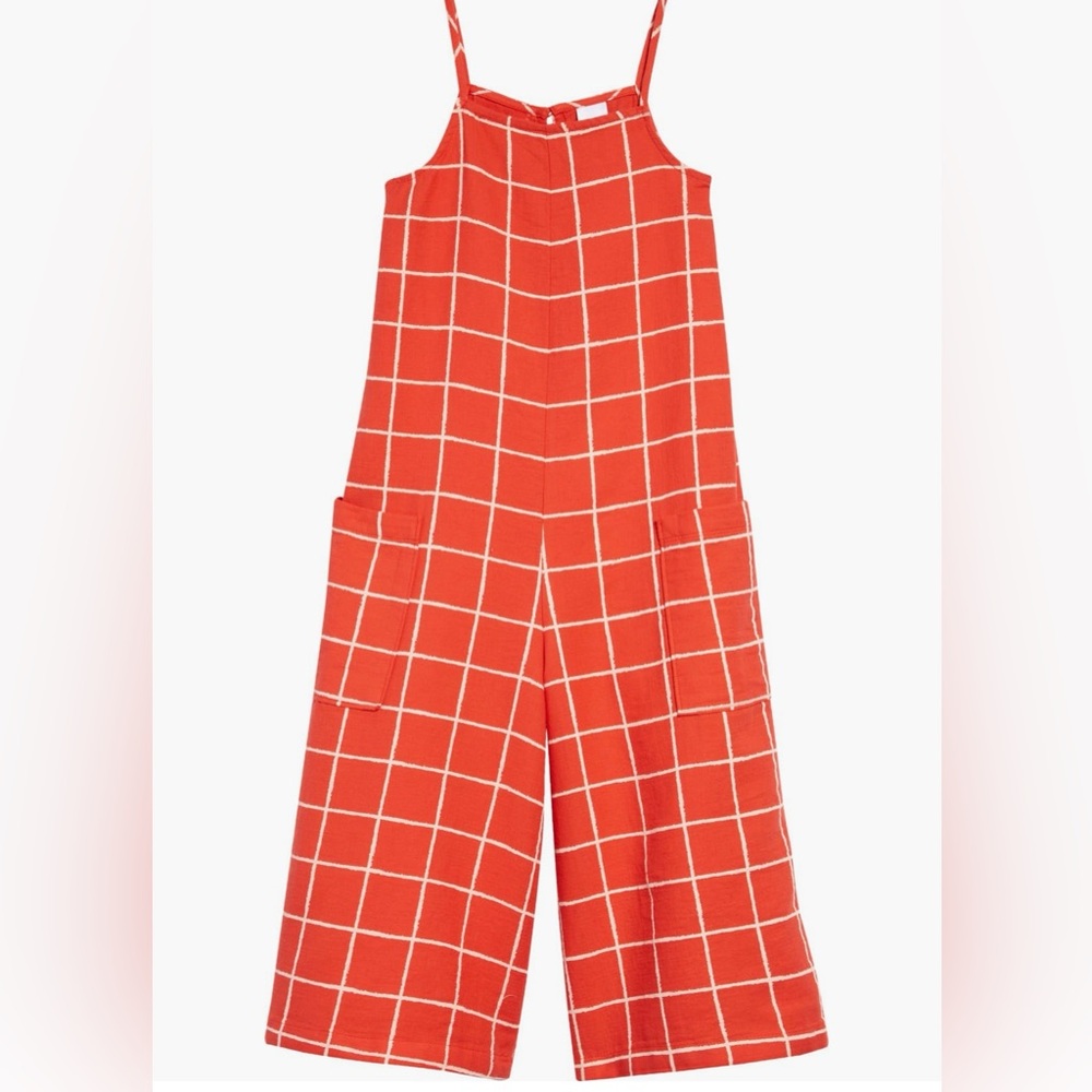 Open Edit Kids’ Printed Wide Leg Organic Cotton Jumpsuit